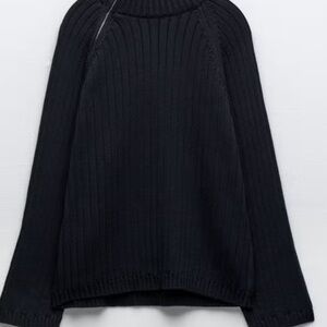 Zara navy Cowl Neck Sweater
